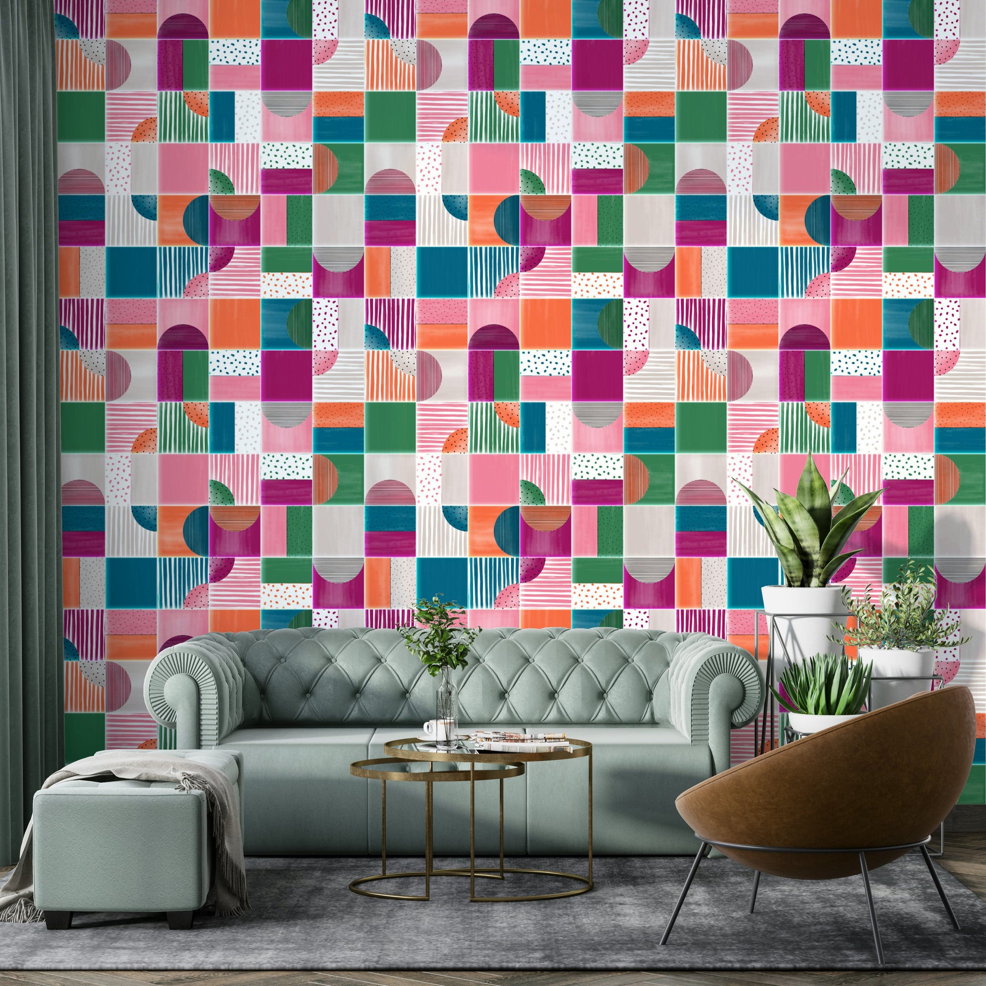 Geometric kids mural wallpaper
