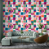 Geometric kids mural wallpaper
