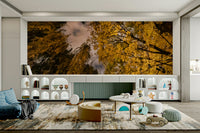 Golden leaf wallpaper for interiors
