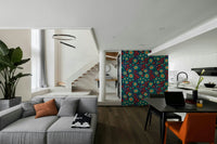 Retro-style floral and botanical motifs in vivid colors.

