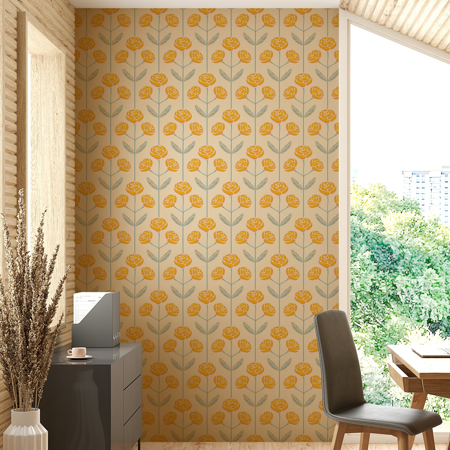 Ideal wallpaper for a living room, bedroom, or dining area.

