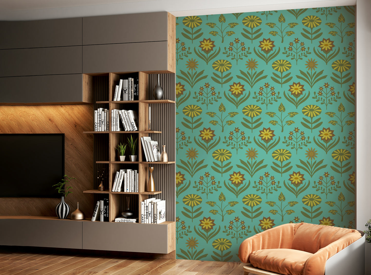 Ideal wallpaper for a living room, bedroom, or dining area.

