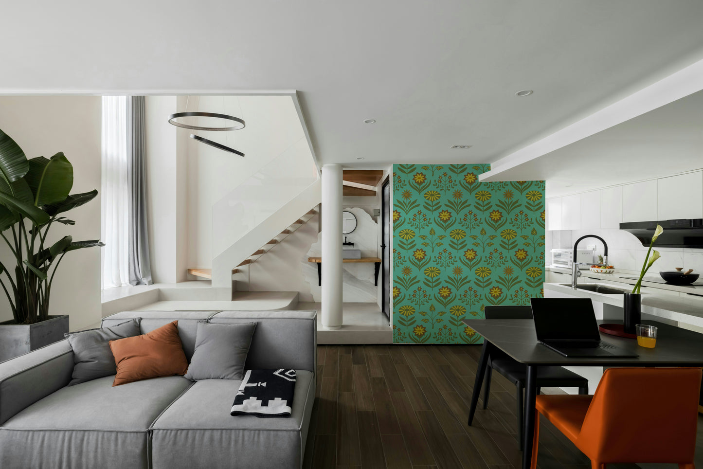 Artistic and timeless floral wallpaper.

