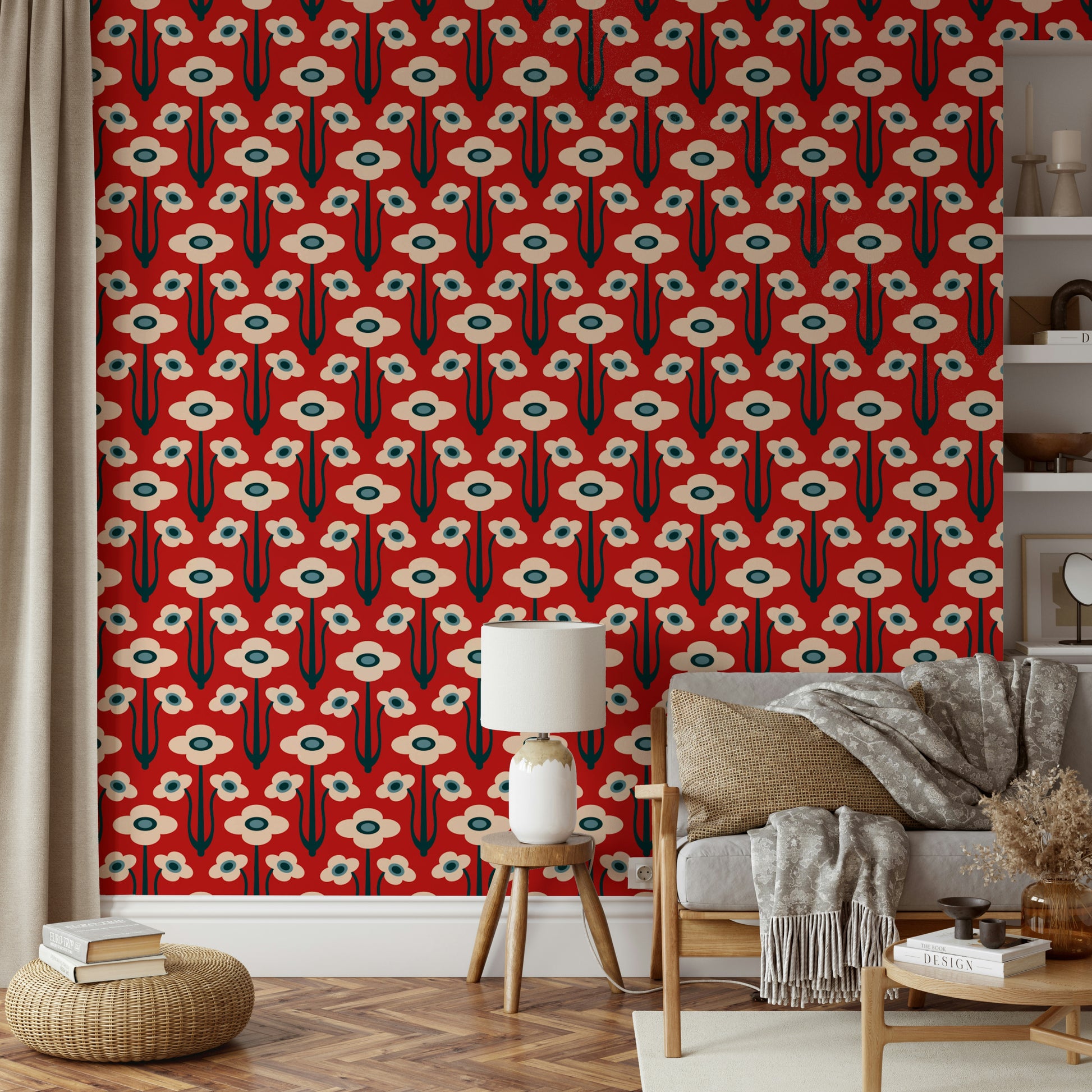 Hand-drawn look with organic shapes and strong colors.

