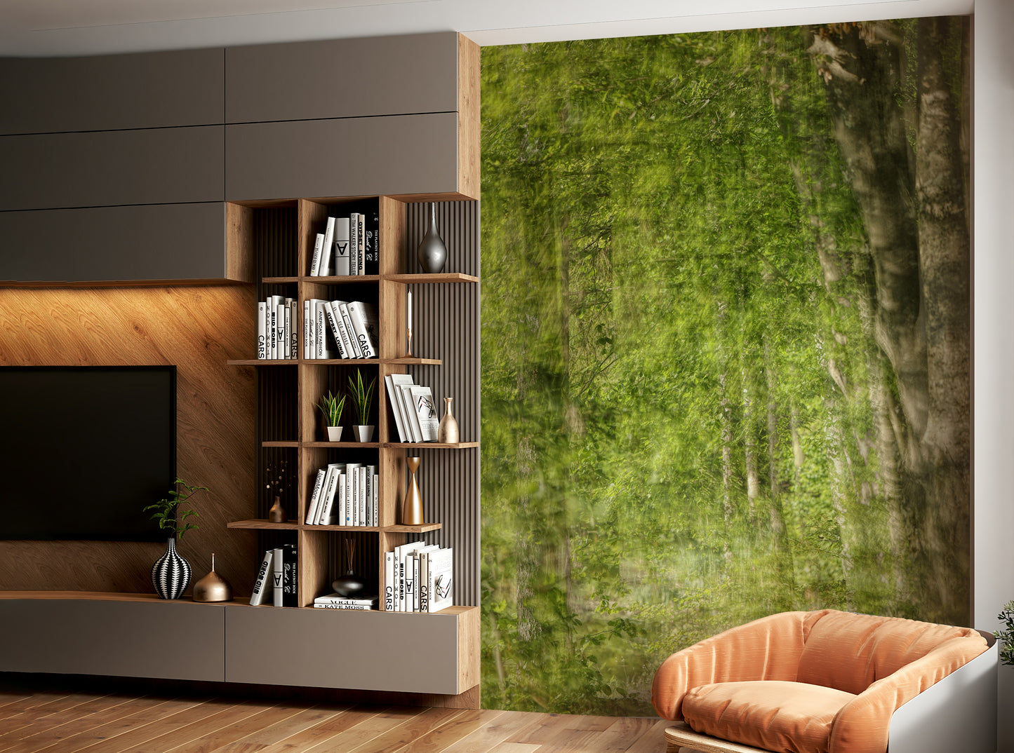 Artistic depiction of a natural forest environment.

