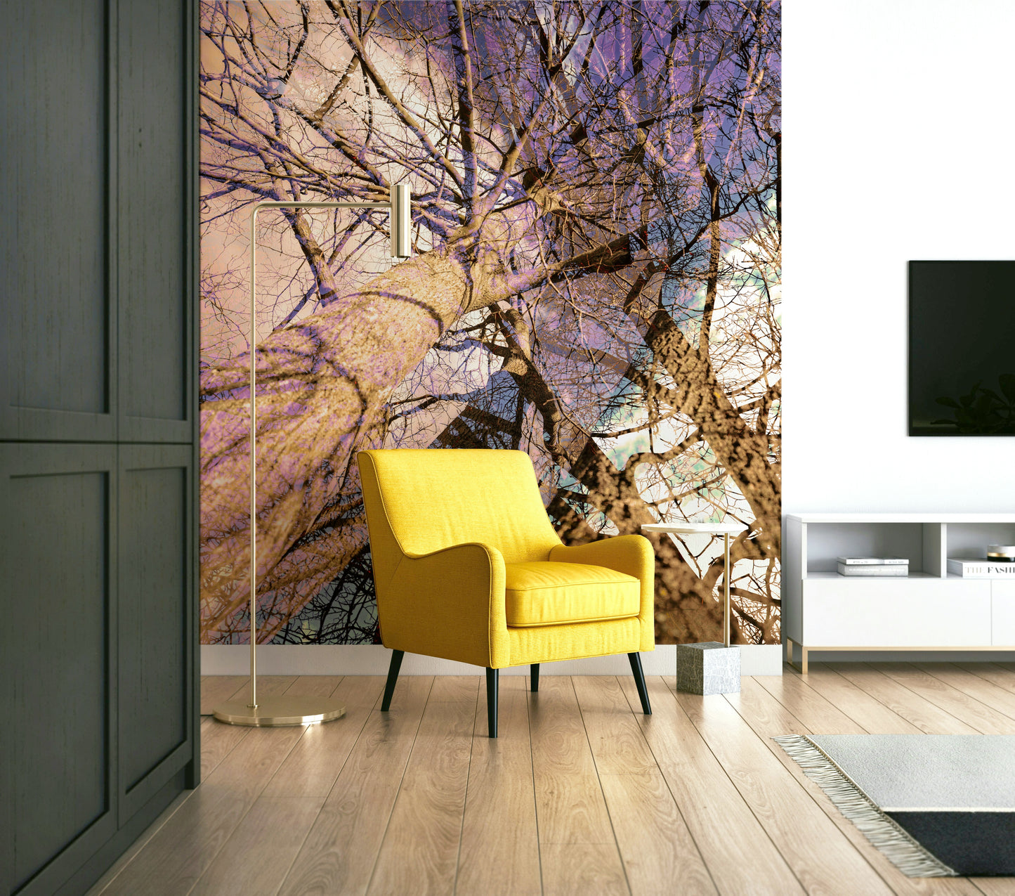 Neutral tone nature wall mural
