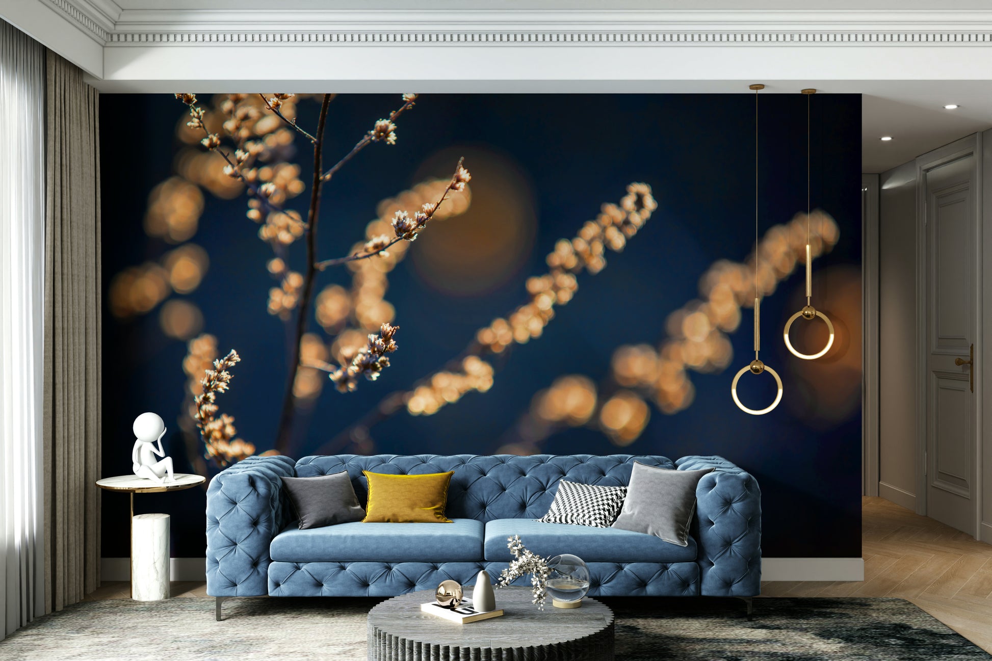 Wall mural with blurred natural tones
