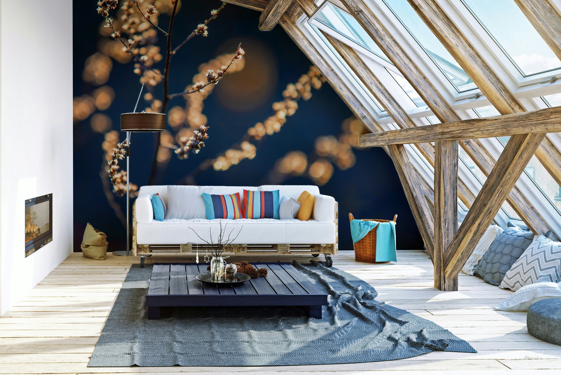 Floral grass mural wallpaper
