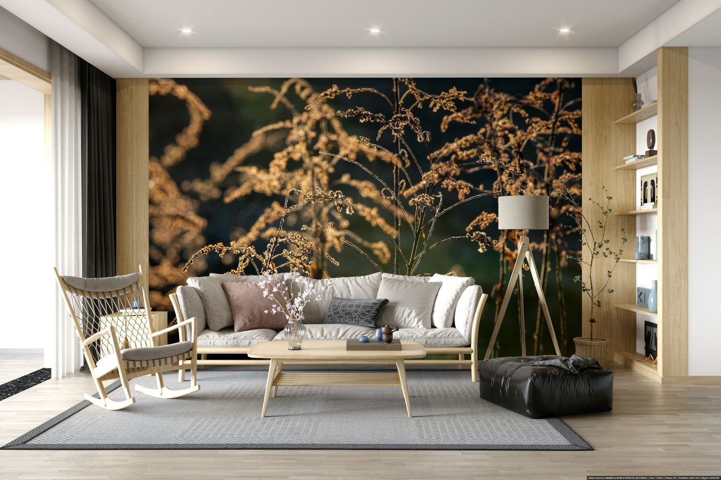 Golden Hour Serenity: Nature's Delicate Flora Photography Wall Mural
