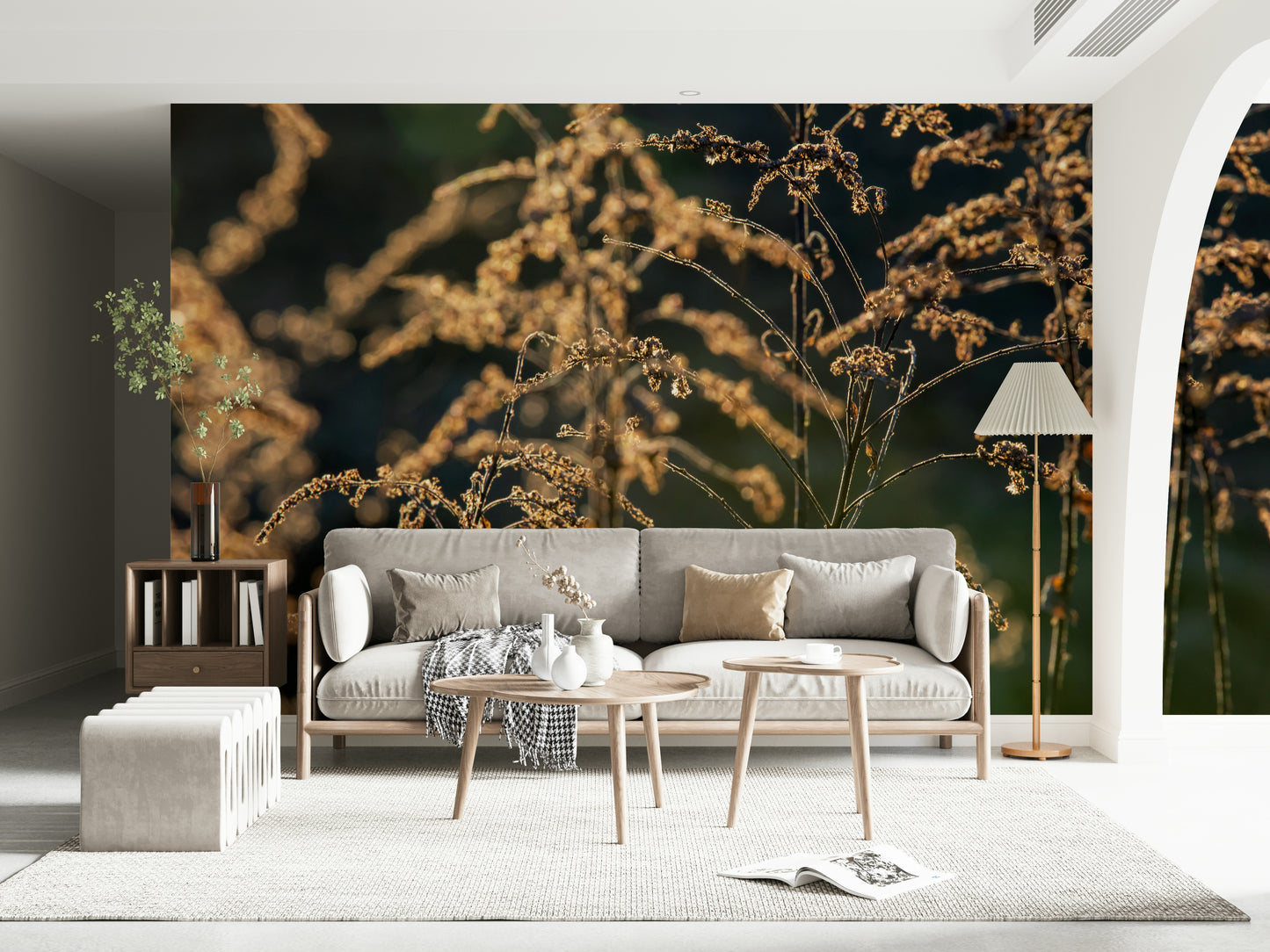 Golden Hour Serenity: Nature's Delicate Flora Photography Wall Mural