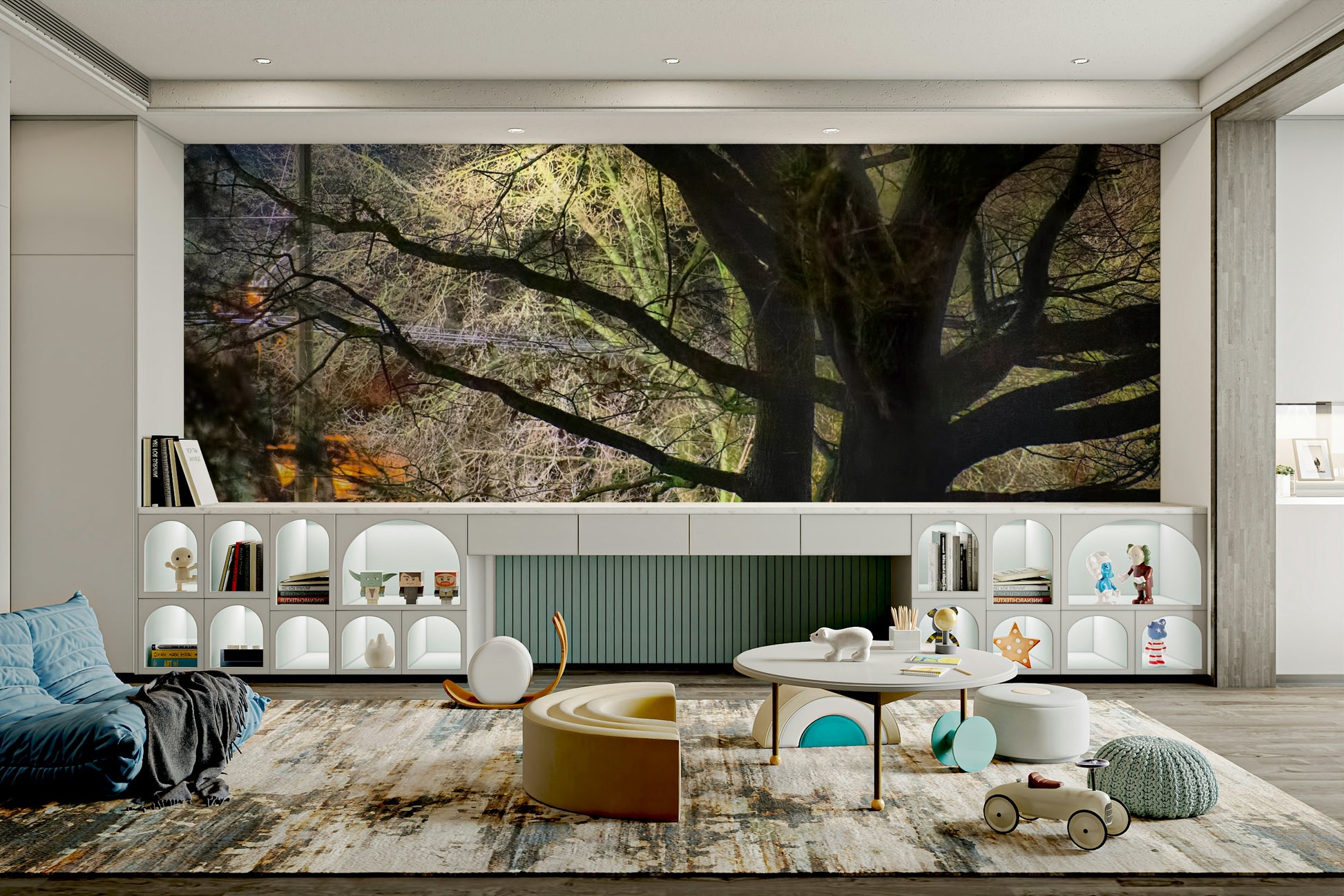 Tree silhouettes against a dark sky.

