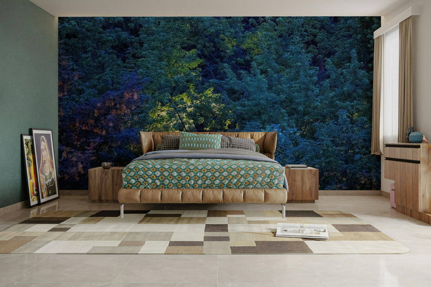 Serene trees and intricate leaf details.

