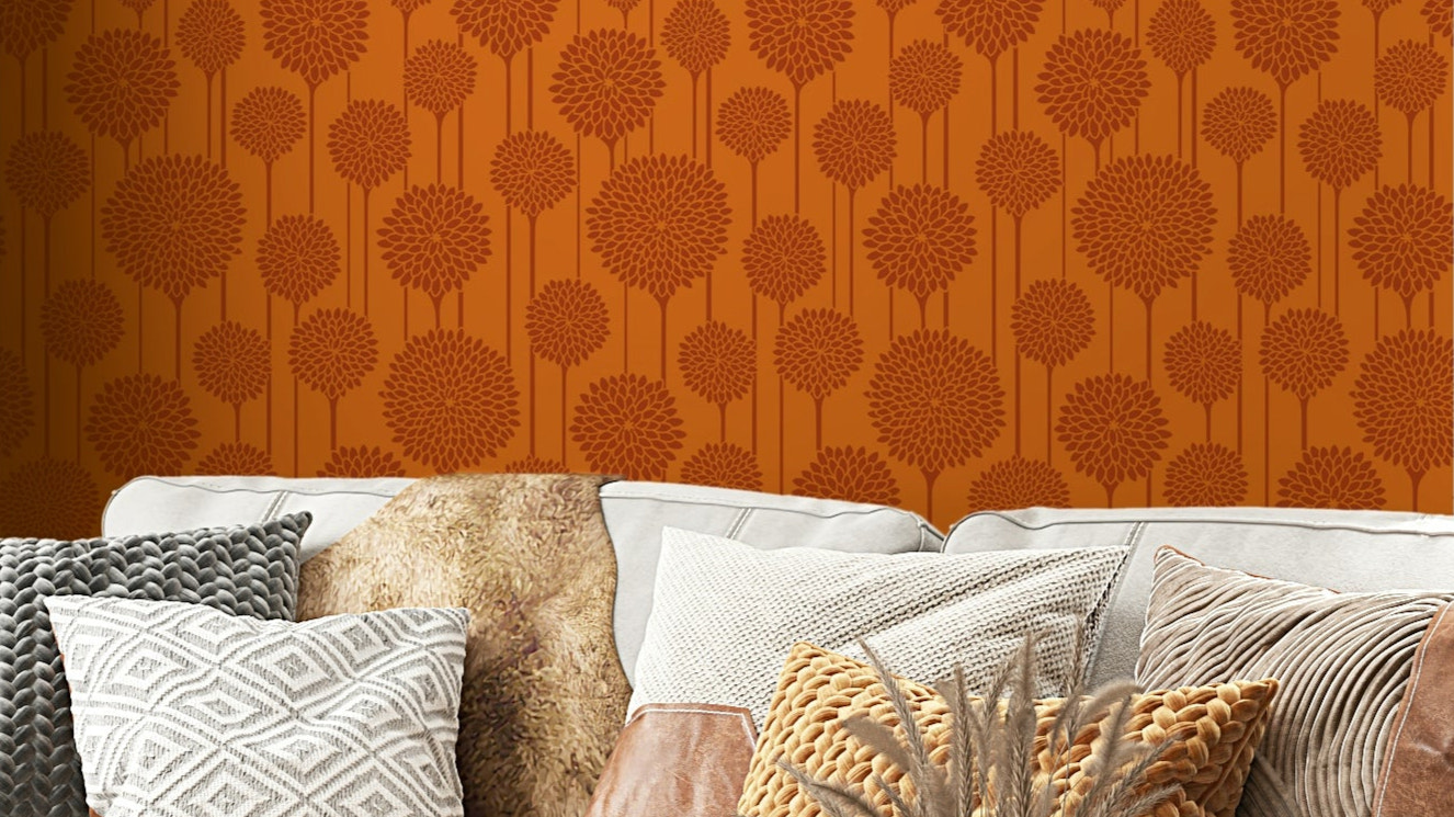 Terracotta and rust orange color palette.

