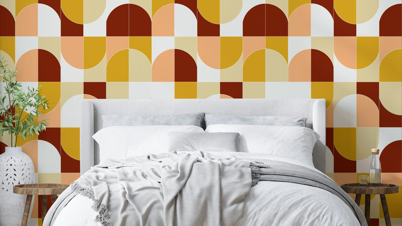 BOLD GEO TILES 03 Wallpaper on a wall.

