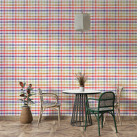 Vibrant rainbow colors in a checkered gingham pattern.

