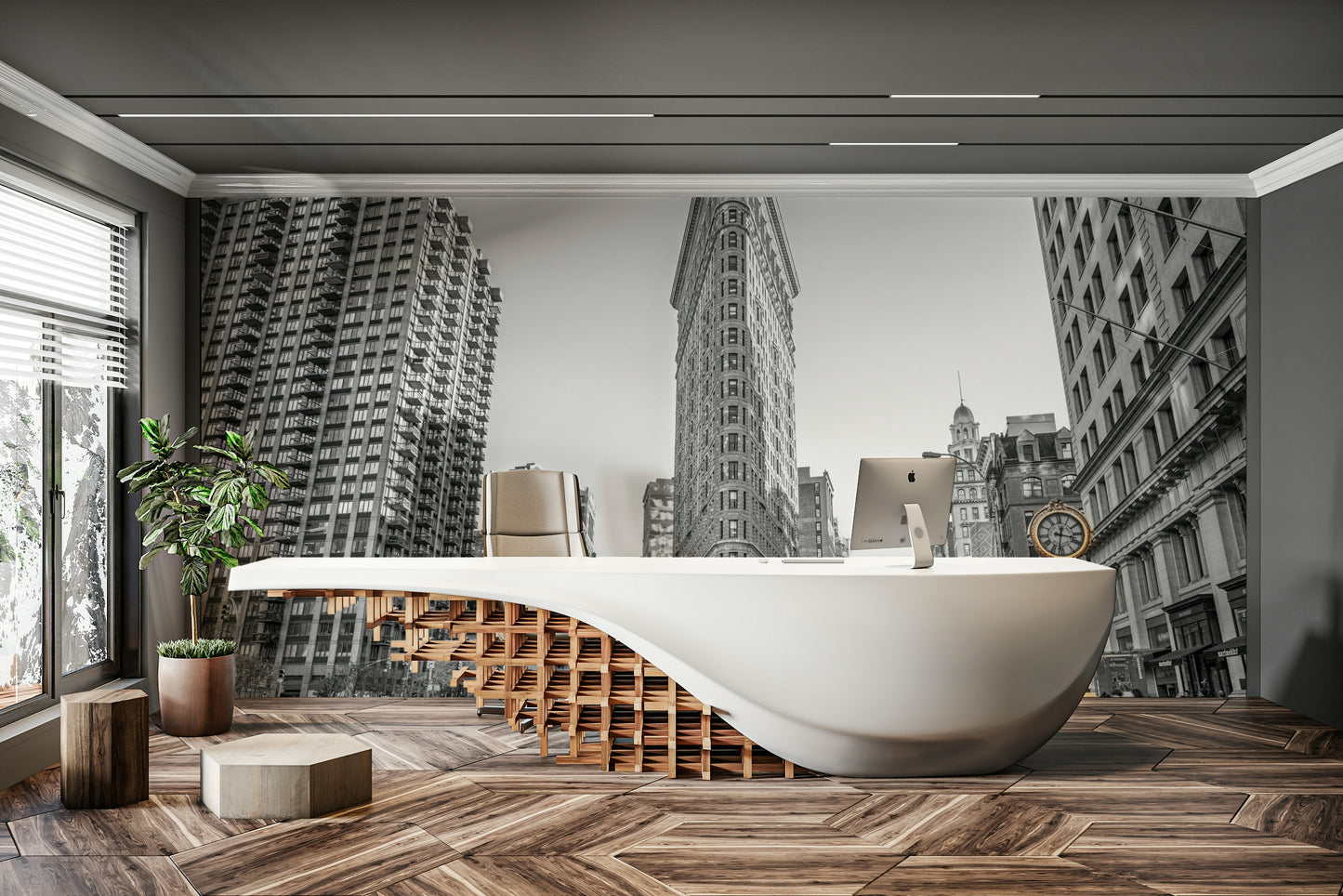 Contrasting static architecture and blurred movement.

