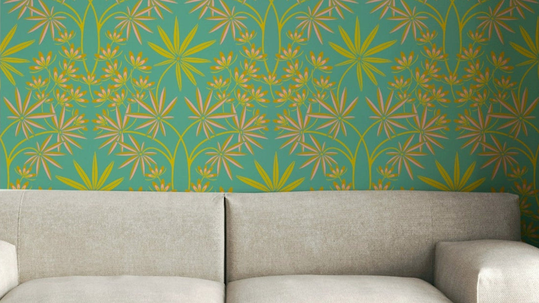 Sunny yellow and rich turquoise color palette.

