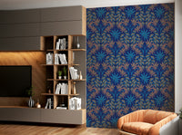 Floral damask pattern wallpaper.

