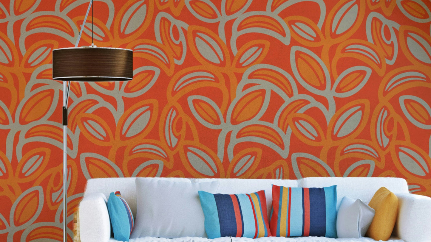 Groovy retro mid-century leaves pattern.

