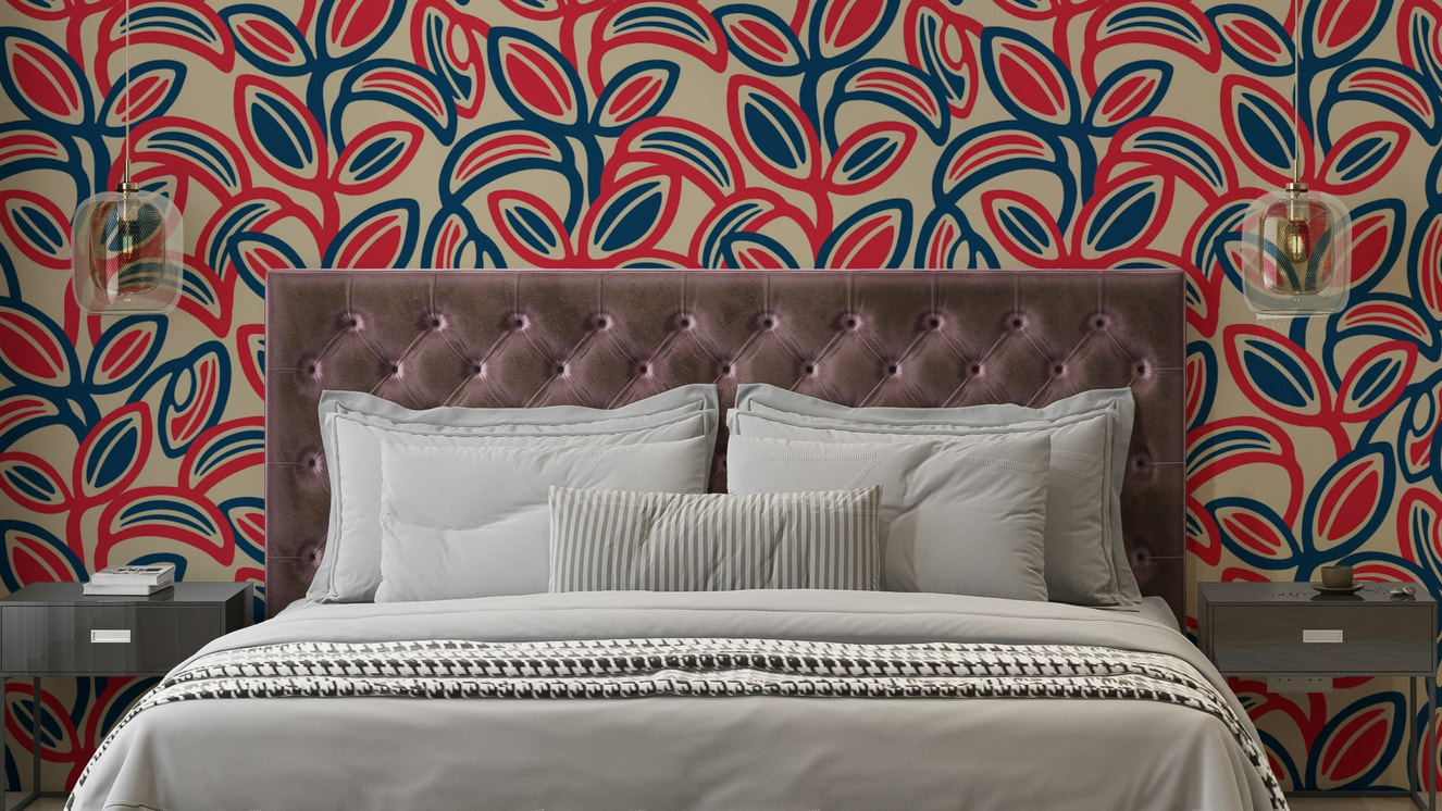 Groovy retro mid-century leaves pattern.

