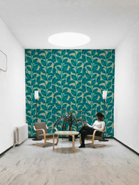 Predominantly turquoise color palette.

