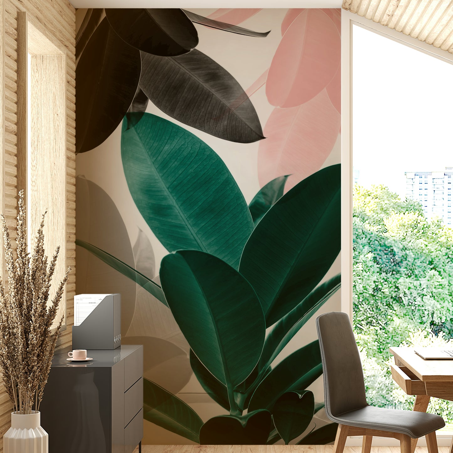 Natural hues of green, brown, or autumn colors.

