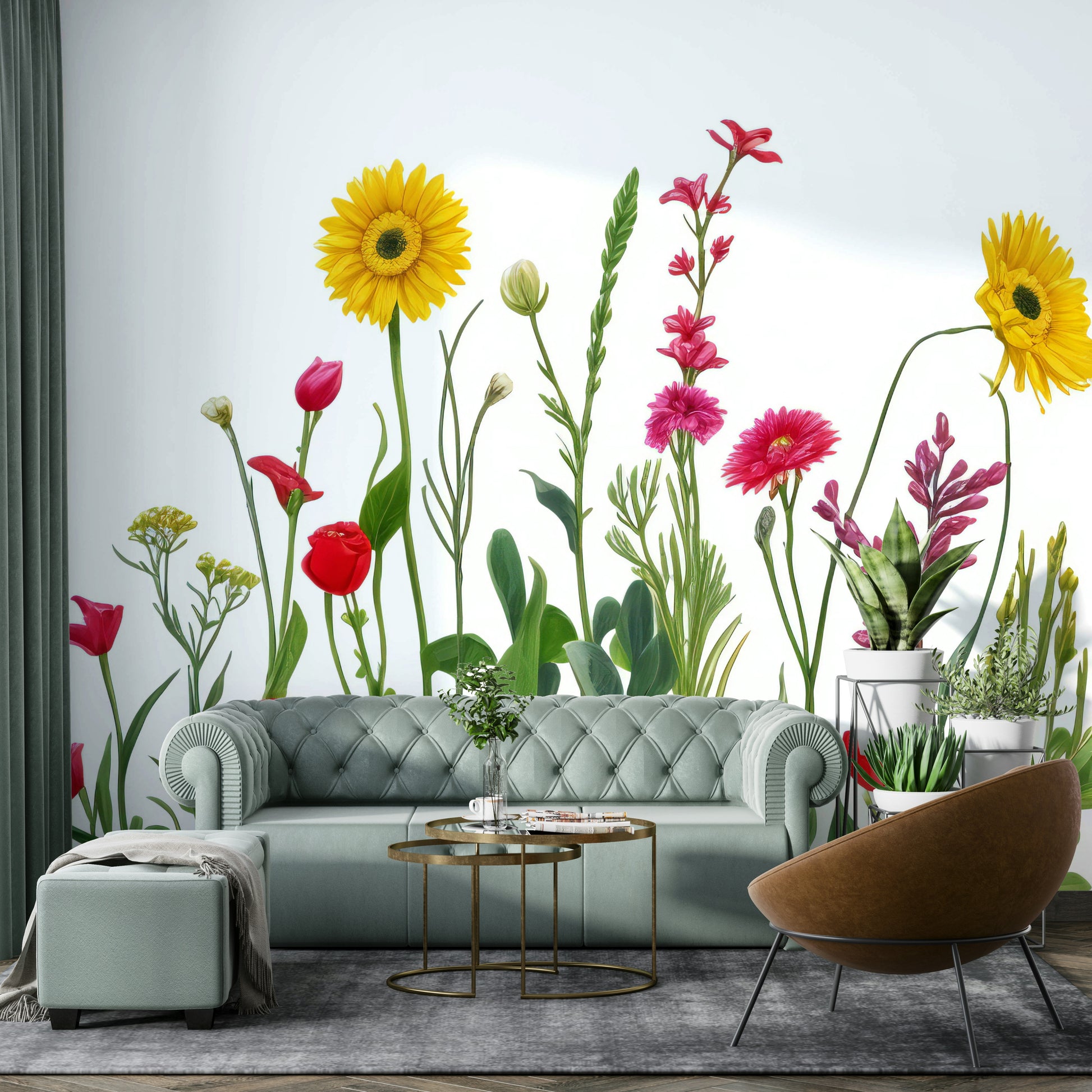 Sprawling field of colorful wildflowers.

