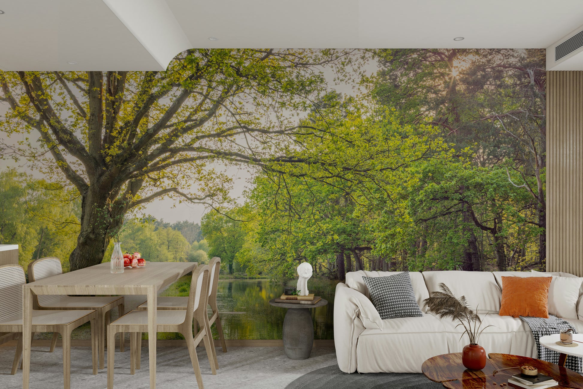 peaceful woodland path mural

