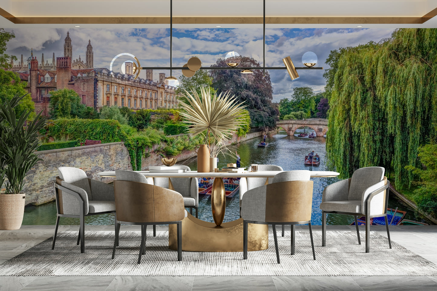 Picturesque college buildings.

