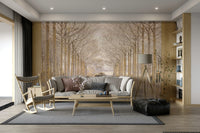 modern minimalist tree trunks wallpaper

