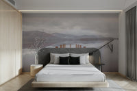 quiet lake at sunrise or sunset

