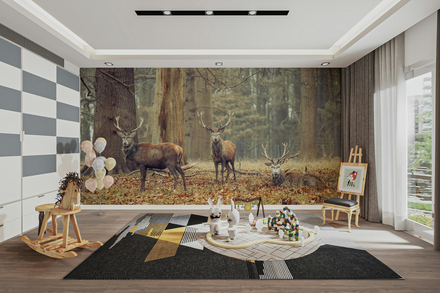 serene forest scene with deer

