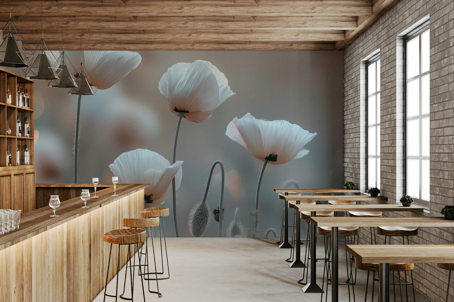 ethereal and peaceful flower mural

