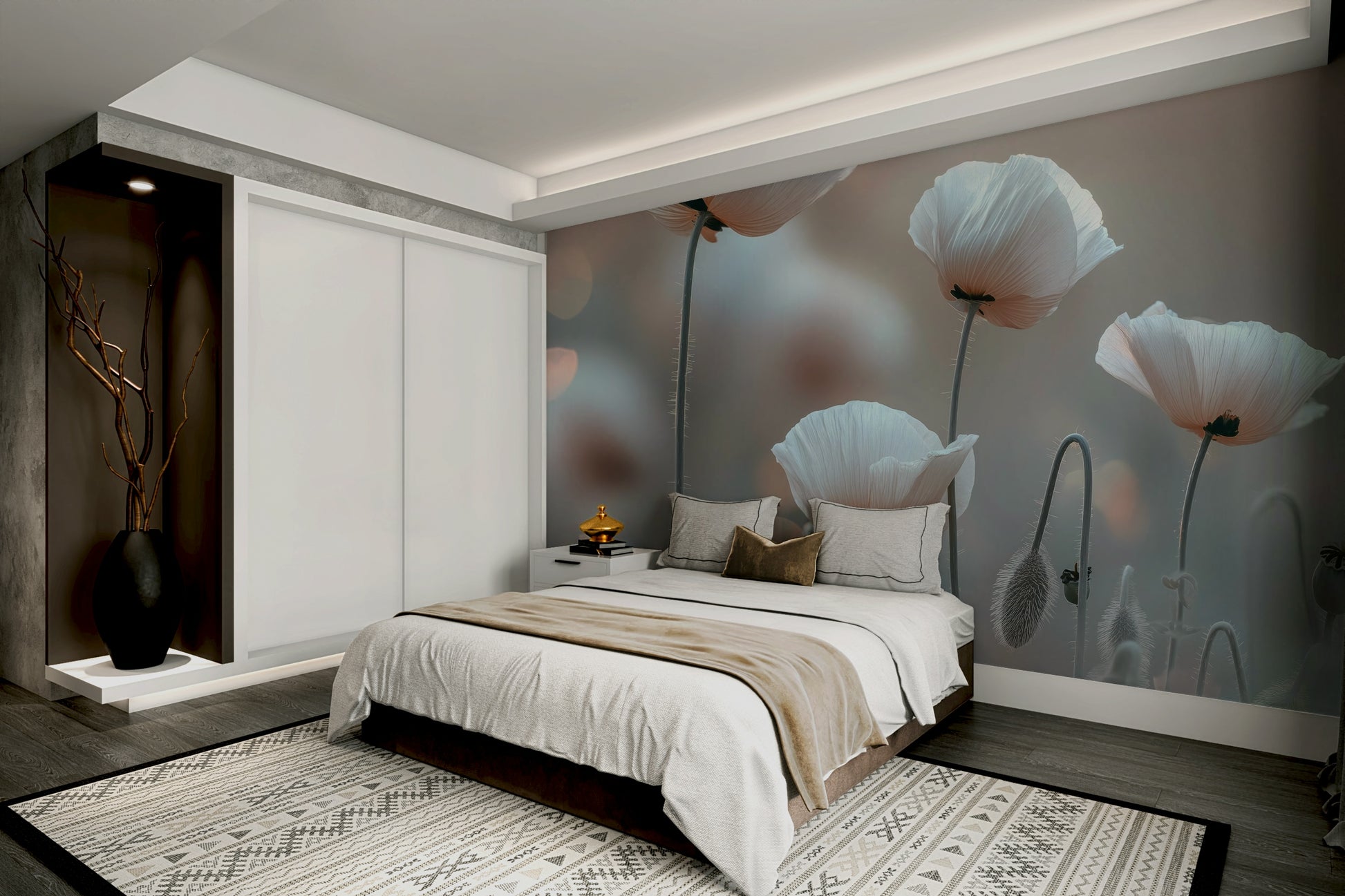 delicate white poppies with soft focus

