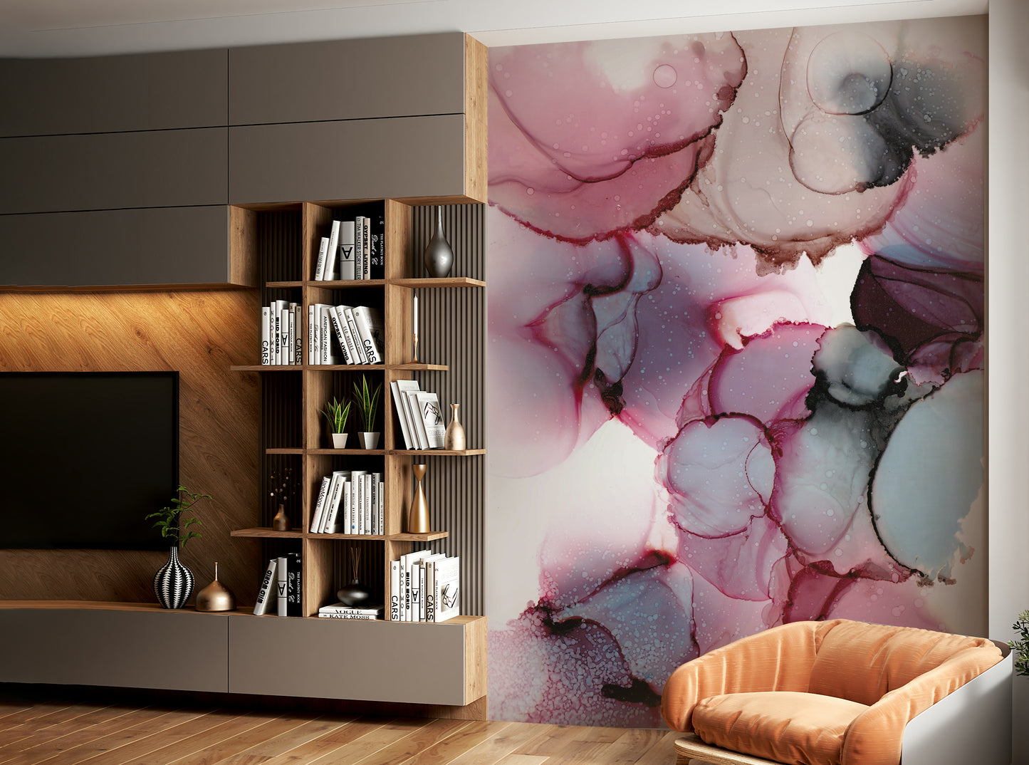 delicate, flowing floral design

