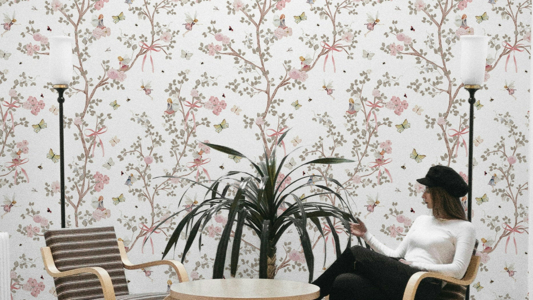 enchanted fairies chinoiserie garden wallpaper

