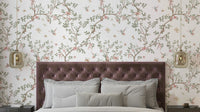 Floral Whispers Hummingbirds Chinoiserie Garden Wallpaper.

