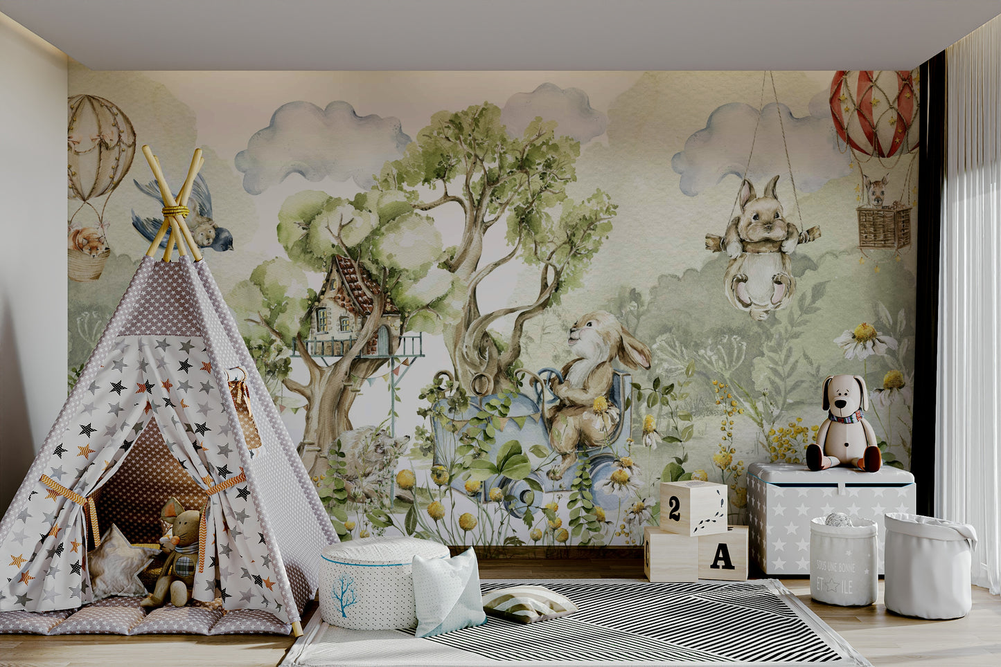 Woodland Whimsy wallpaper for a nursery.

