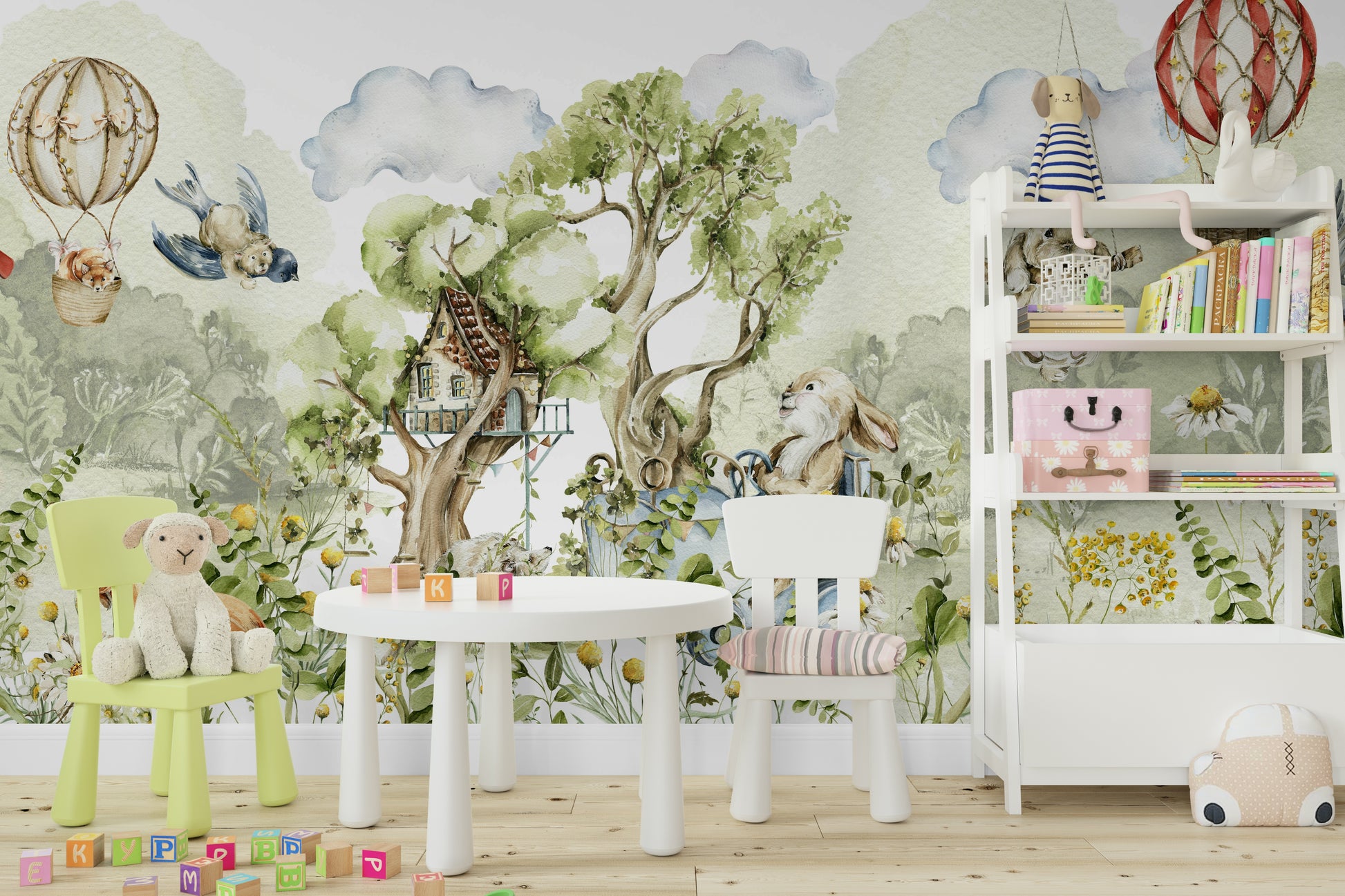 Wall mural with a dreamy, storybook-like quality.

