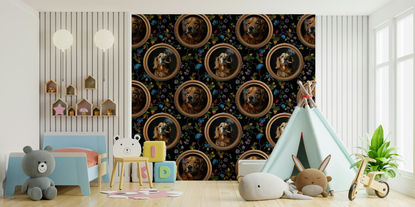 Humorous design with dogs posing playfully.

