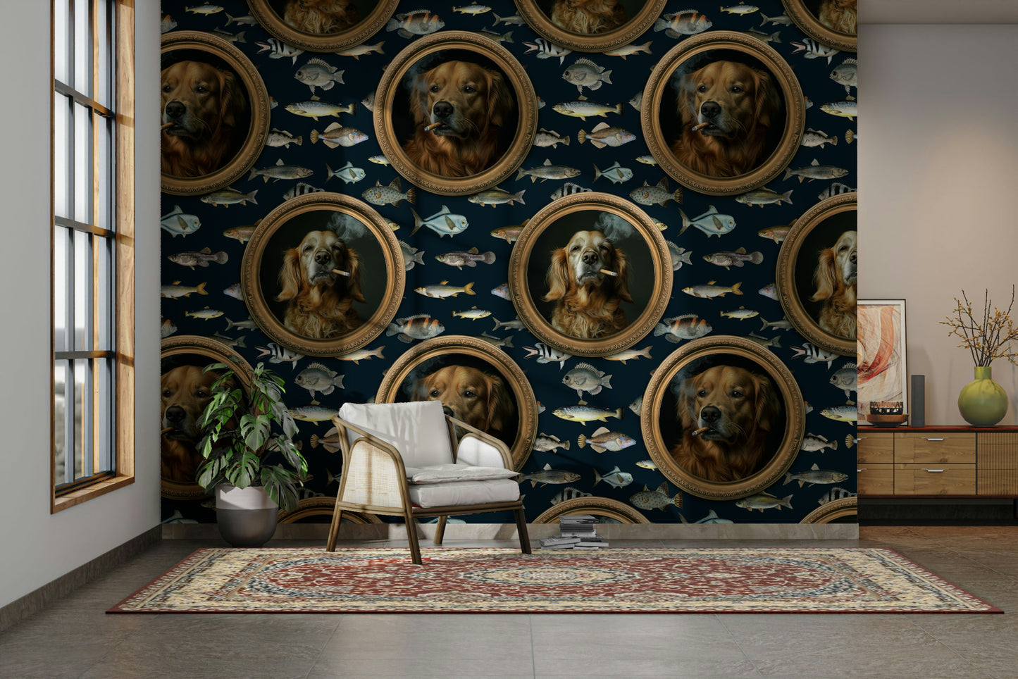 Artistic fusion of paws and fins in a single design.

