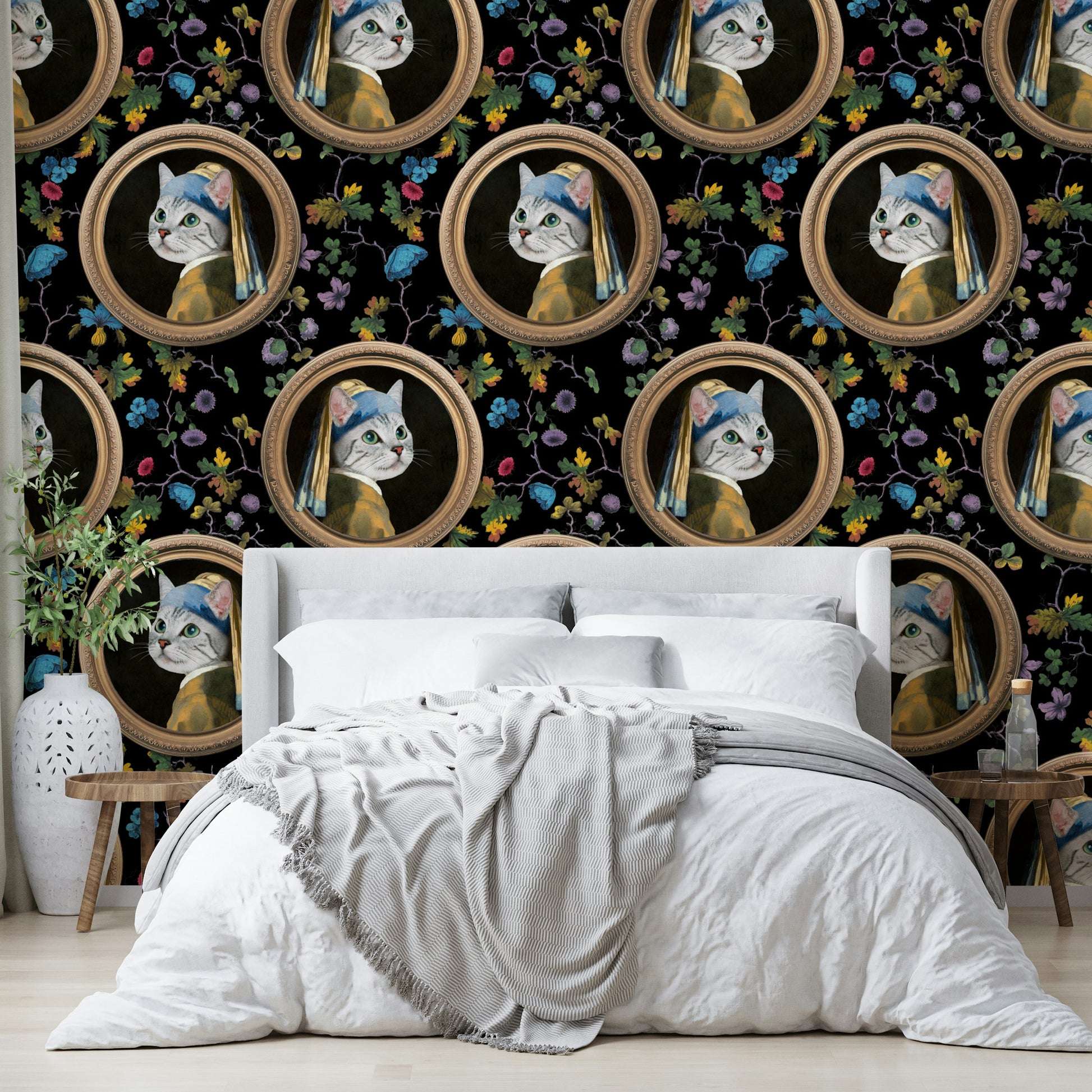 Subtle feline elements or themes.

