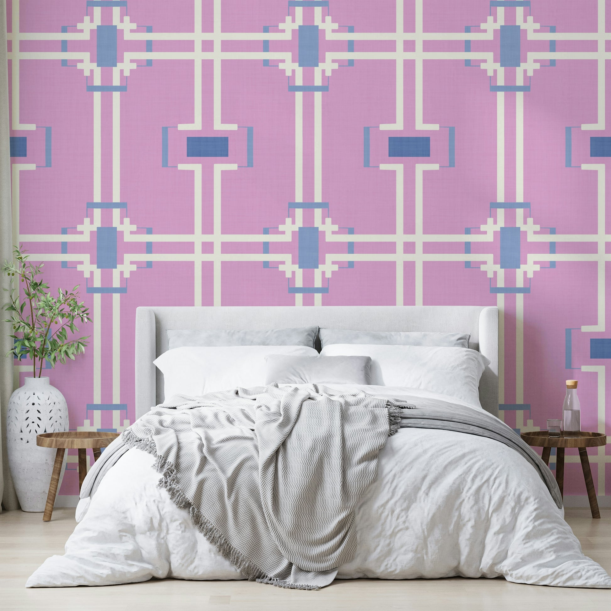 Interconnected squares or lines.

