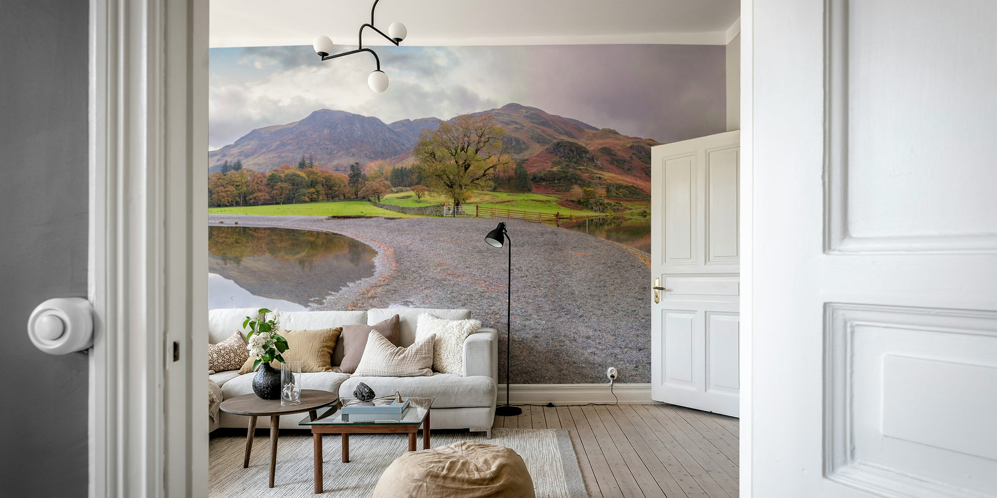 Muted, serene colors.

