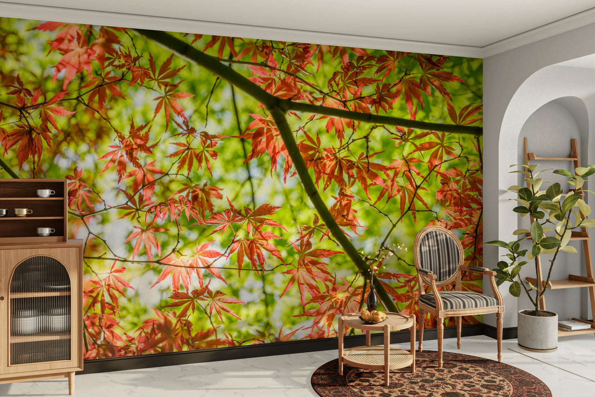 Dense display of fall foliage.

