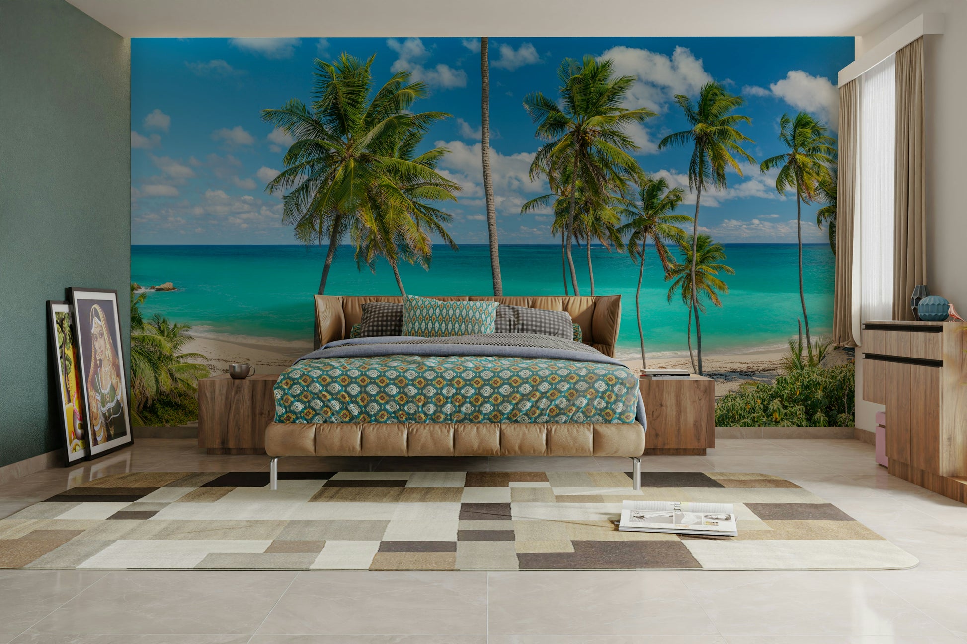 Wallpaper showing a relaxing beach vacation scene.

