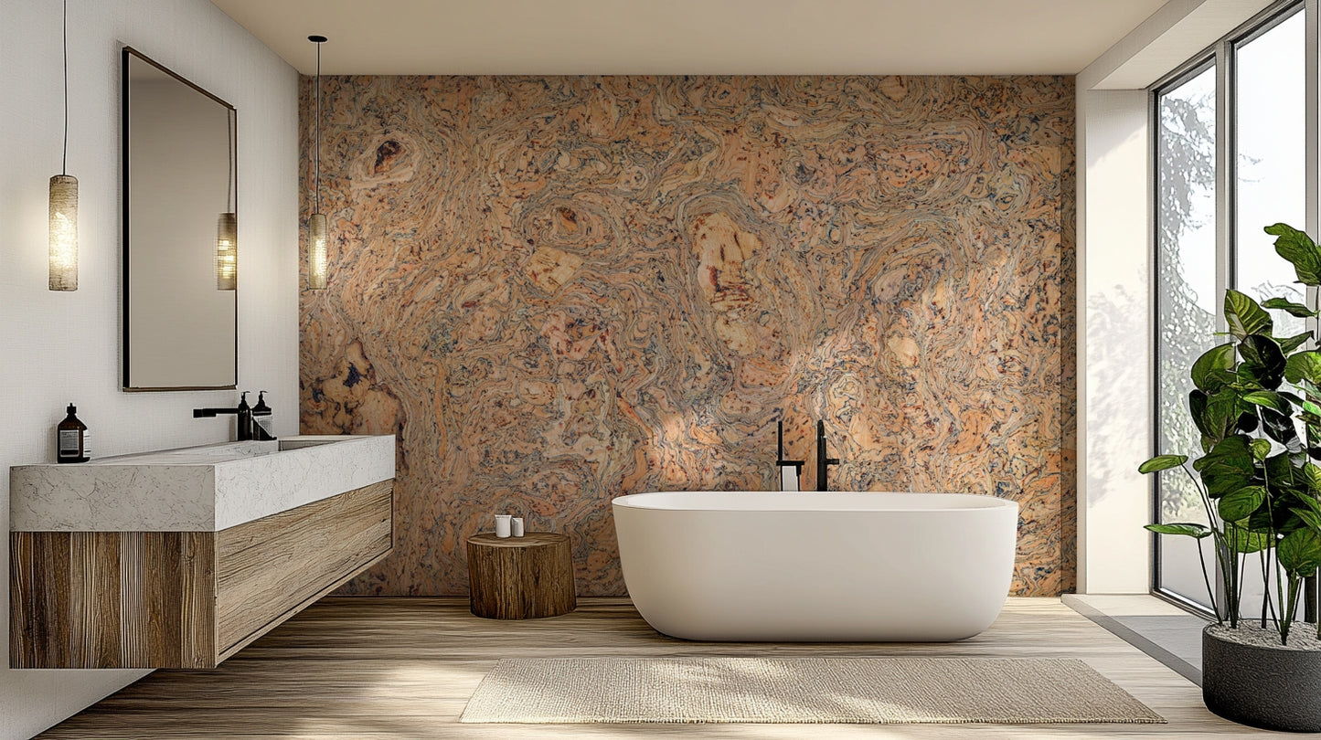 The surface is characterized by distinctive wavy, swirling, or marbled patterns.
