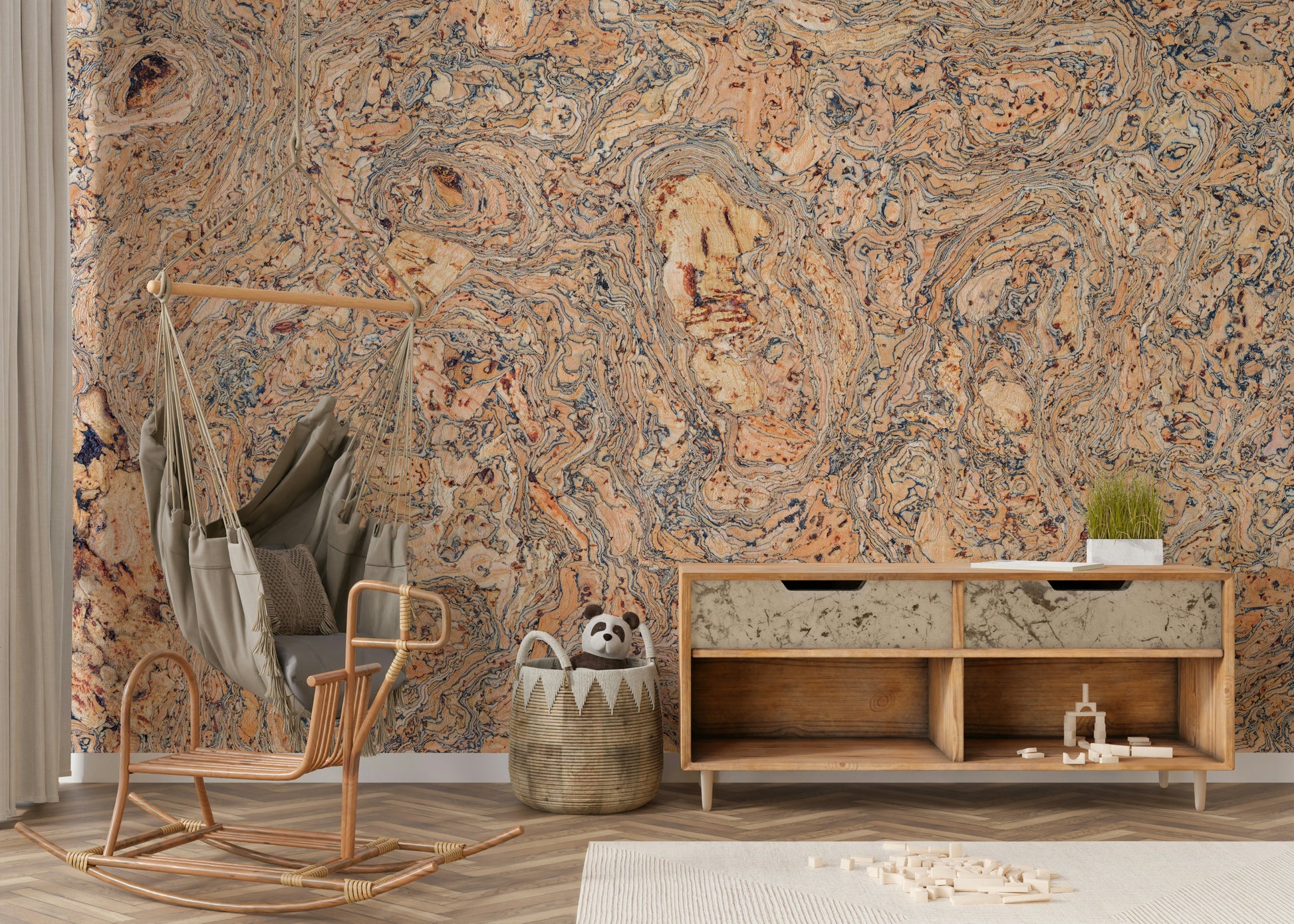 A captivating and organic wall mural.
