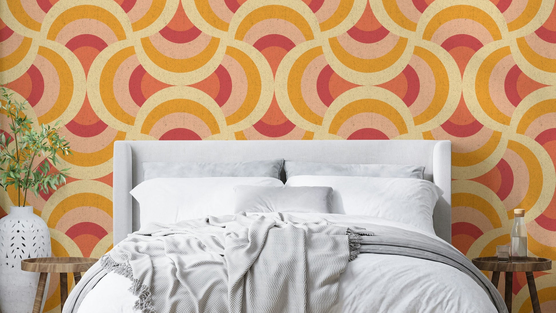 A vibrant and energetic retro wallpaper pattern.
