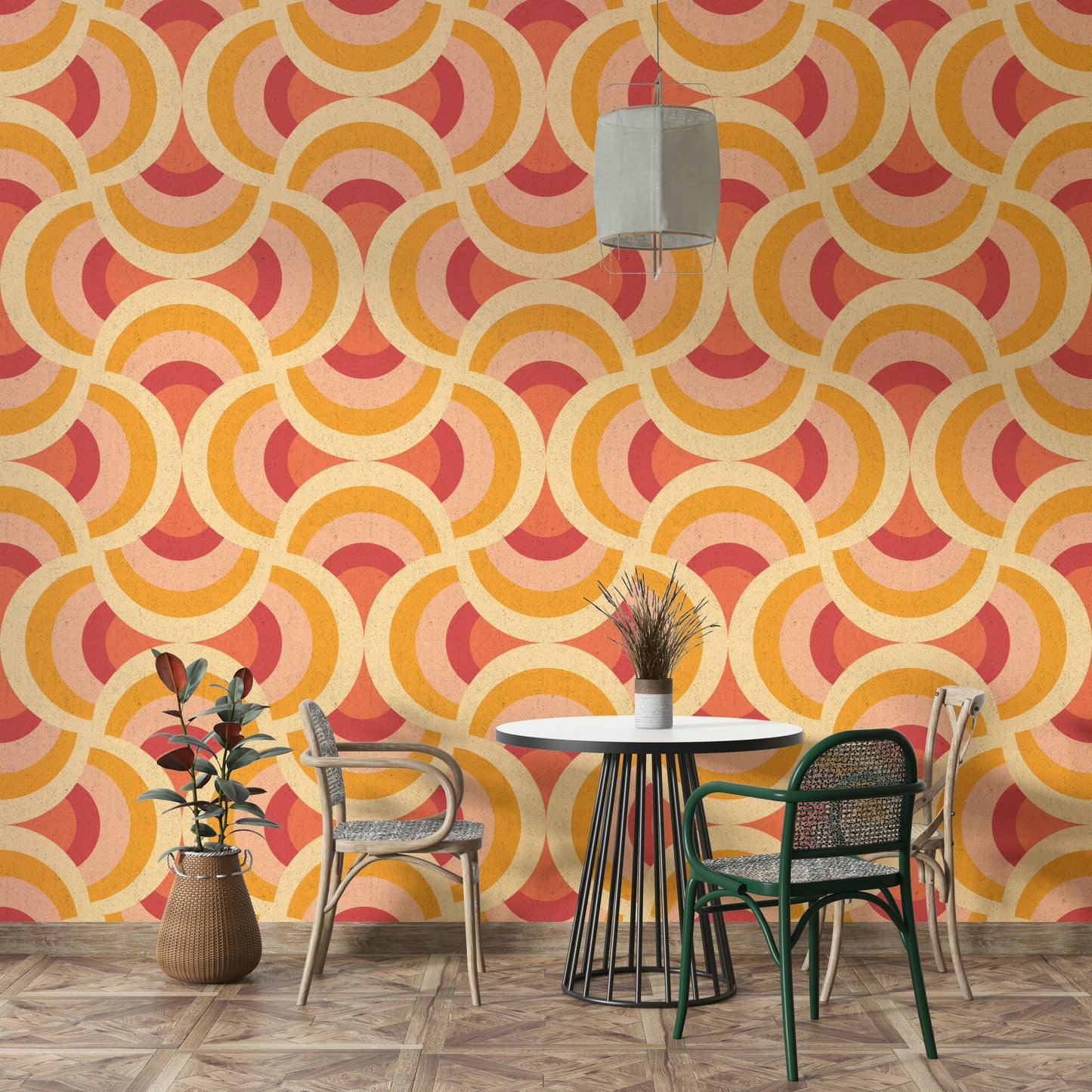 Bright, contrasting, and often psychedelic colors are used.
